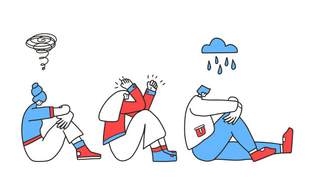 心理障碍。矢量手绘颜色人。图片下载