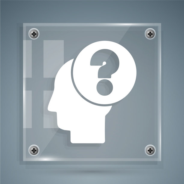 白色人头带问号图标孤立图片下载