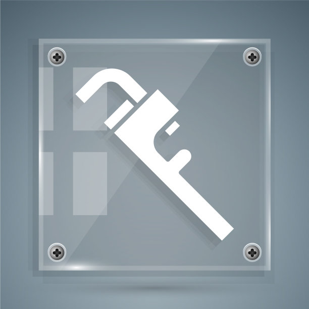 白色管道可调节扳手图标隔离灰色图片下载