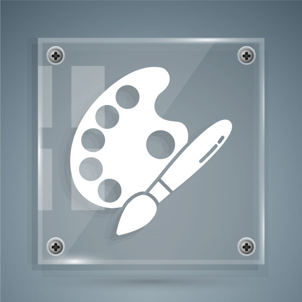 白色油漆刷与调色板图标隔离图片下载