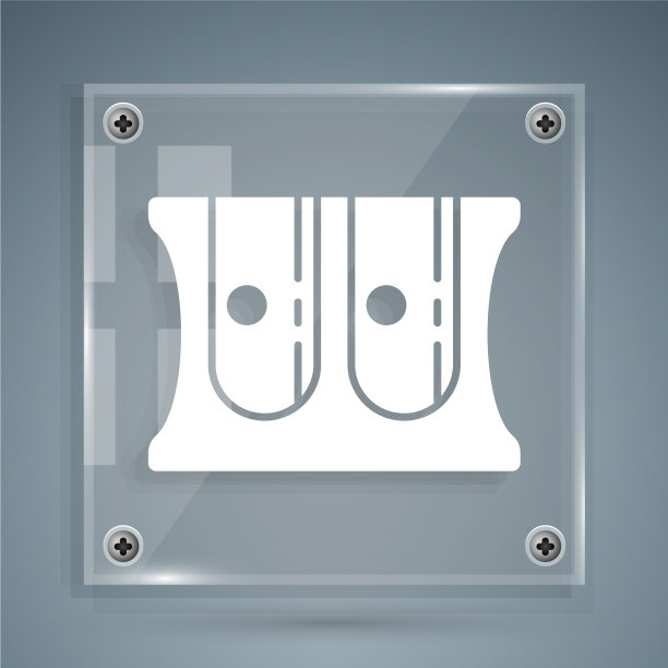 白色卷笔刀图标孤立在灰色图片下载