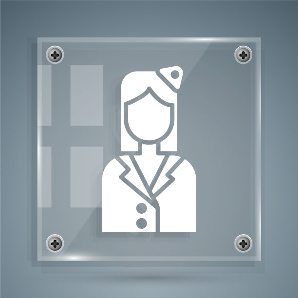 灰色背景上孤立的白色空姐图标图片下载