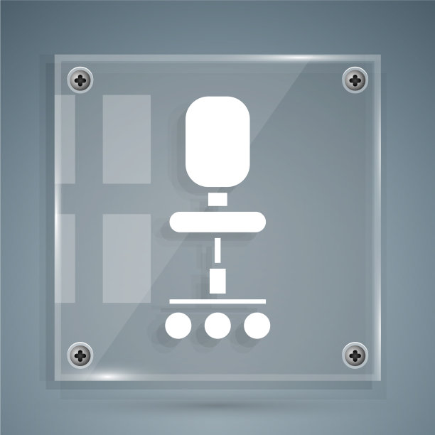 白色办公椅图标孤立在灰色图片下载