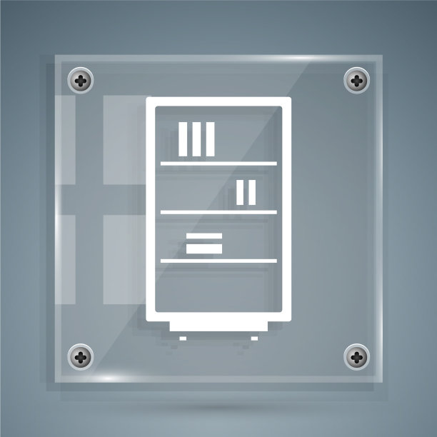 灰色上孤立的白色图书馆书架图标图片下载