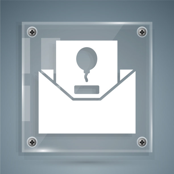 白色邀请图标孤立在灰色背景图片下载