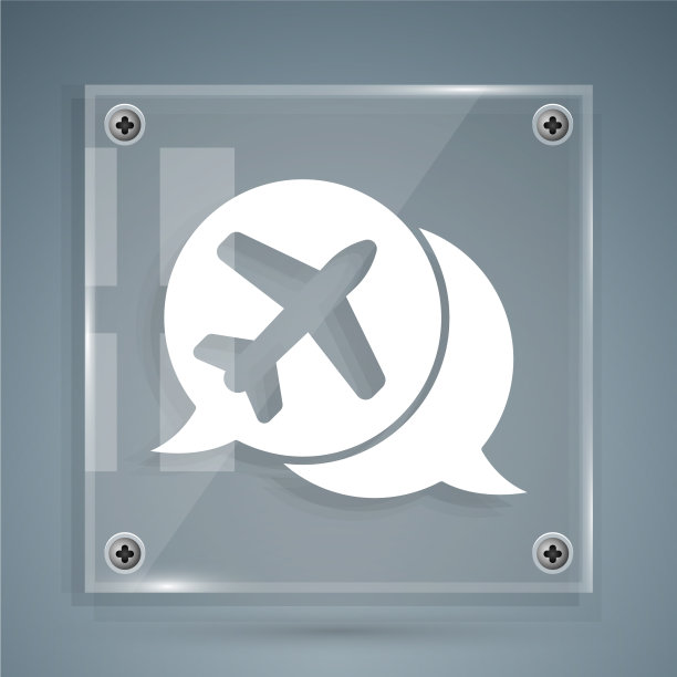 白色语音气泡与飞机旅行图标图片下载