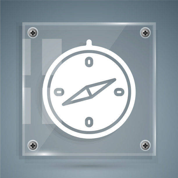 白色罗盘图标孤立在灰色背景图片下载