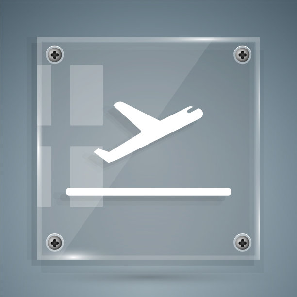 白色飞机起飞图标被灰色隔离图片下载