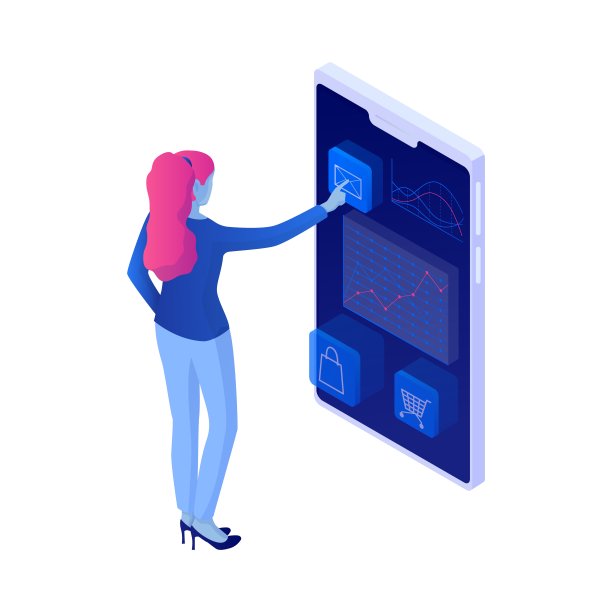 女孩用智能手机阅读社交网络等角图。时尚女性监控最新的时尚产品新闻。图片下载