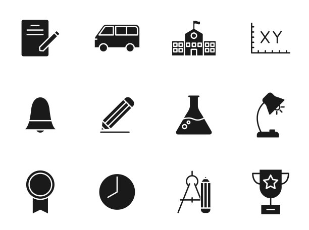 学校剪影向量图标孤立在白色。学校和教育图标设置为web，移动应用程序，UI设计和打印图片下载