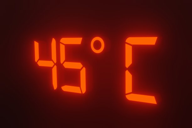 数字显示温度计与摄氏测量。炎热的天气的概念图片下载