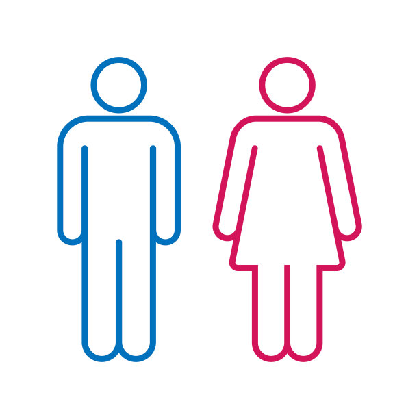 男人和女人头像图标集。男性和女性性别档案符号。男女wc标志。厕所和浴室标志。粉红色和蓝色轮廓轮廓孤立的白色背景。矢量插图图像。图片下载