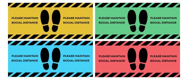 社交距离矢量包装地板标志，用于零售企业人群控制图片下载