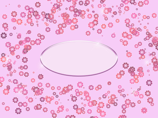 粉红色插图明信片的篇幅与鲜花图片下载