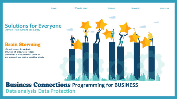 现代平面设计概念网站或应用程序页面。金融服务，银行，战略规划，发展，业务解决方案，咨询，市场研究，团队合作，数据分析，支持，安全图片下载