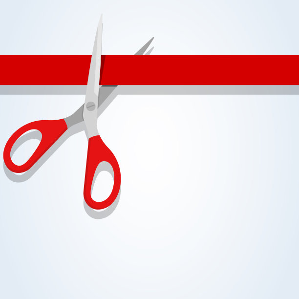 剪子剪红缎带简约现代的图标图片下载