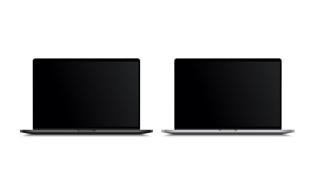 空白屏幕液晶显示器空间灰色风格电脑模型。图片下载