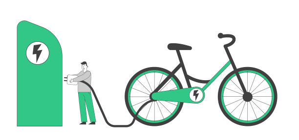 男子拔出巨大的插头给电动自行车充电图片下载