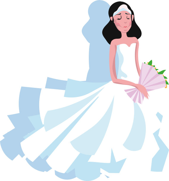 白色现代风格的婚纱配长裙图片下载