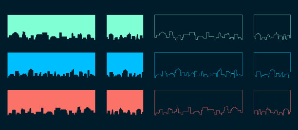 切割城市景观的城市横幅设计图片下载