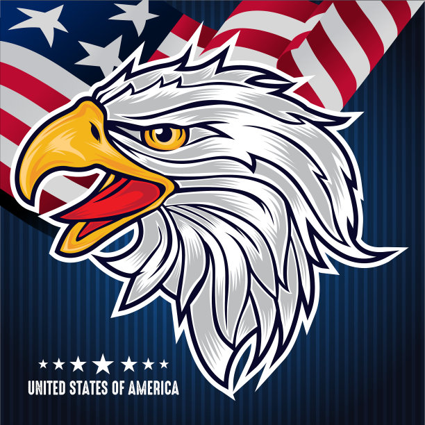 旗帜背景与鹰为美国独立图片下载