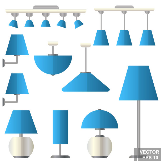 一套不同的灯具照亮室内图片下载