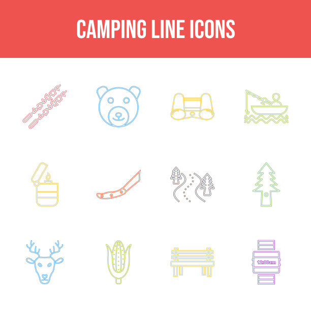 美丽的露营图标集图片下载