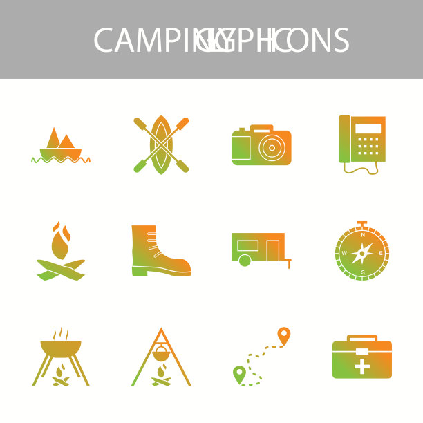 美丽的露营图标集图片下载