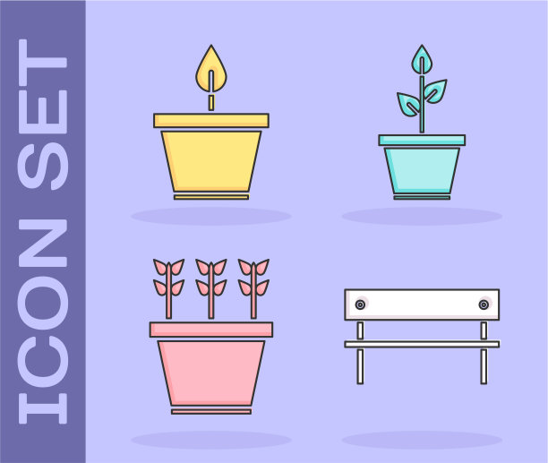 在盆栽植物和盆栽植物中设置长凳植物图片下载