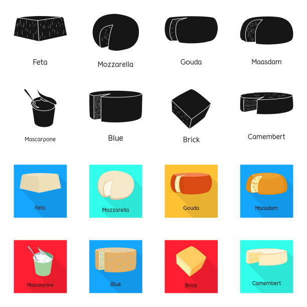 孤立的对象早餐和块图标集图片下载
