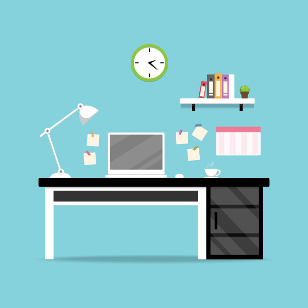 办公室办公桌与白色笔记本电脑的工作空间图片下载