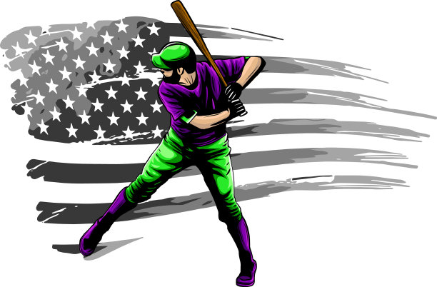 快速投球棒球男孩卡通球员与球棒图片下载