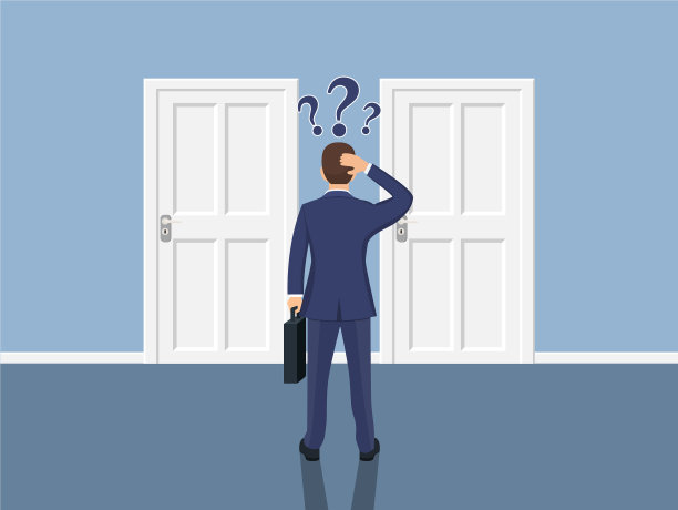 商人站在紧闭的大门前图片下载