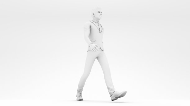 男人走在白色的设计背景图片下载