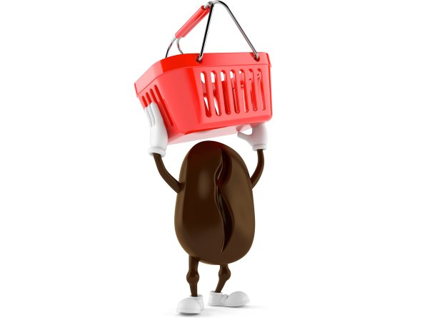 捧着购物篮的咖啡豆图片下载