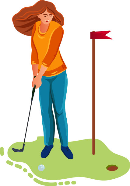 一个想把球拉向高尔夫目标的女人图片下载