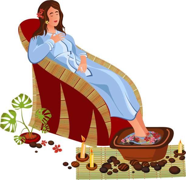 年轻女子正在做水疗足疗图片下载