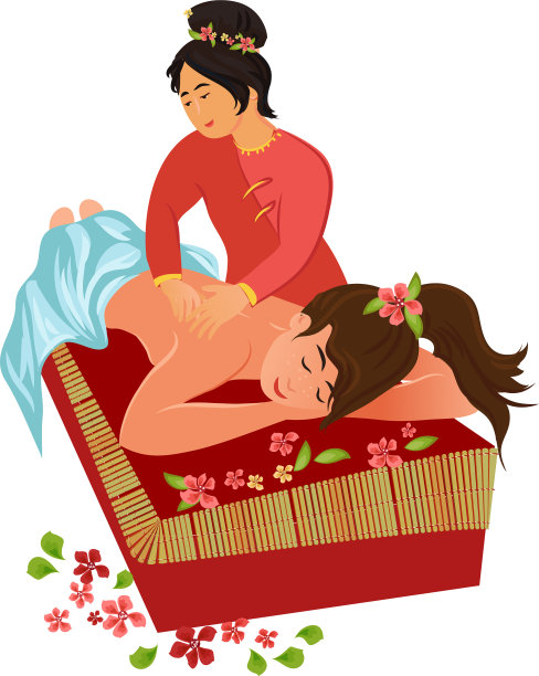 年轻女子在水疗沙龙做背部按摩图片下载