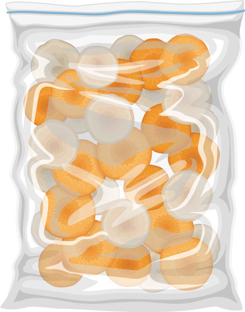 冷冻切碎的胡萝卜用塑料包装保存图片下载