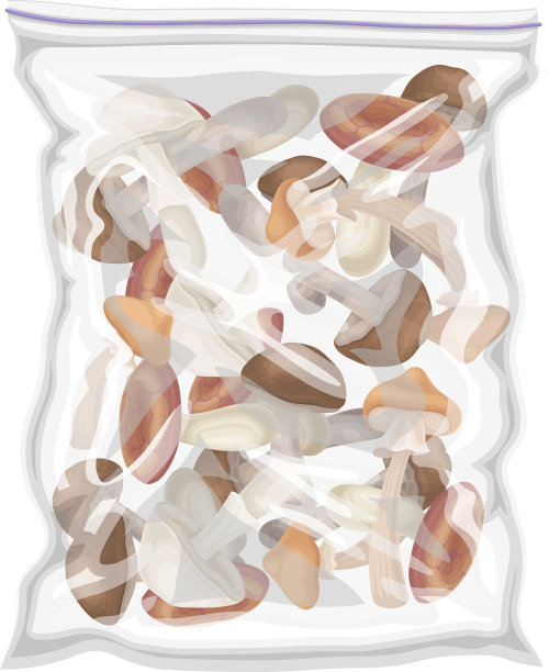 用塑料包装的冷冻蘑菇图片下载