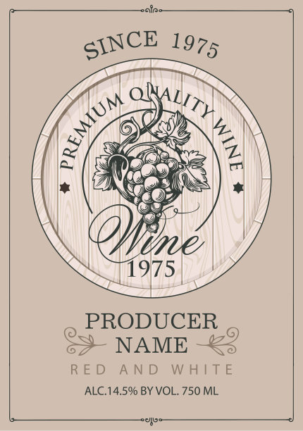 酒标上有一串手绘葡萄图片下载