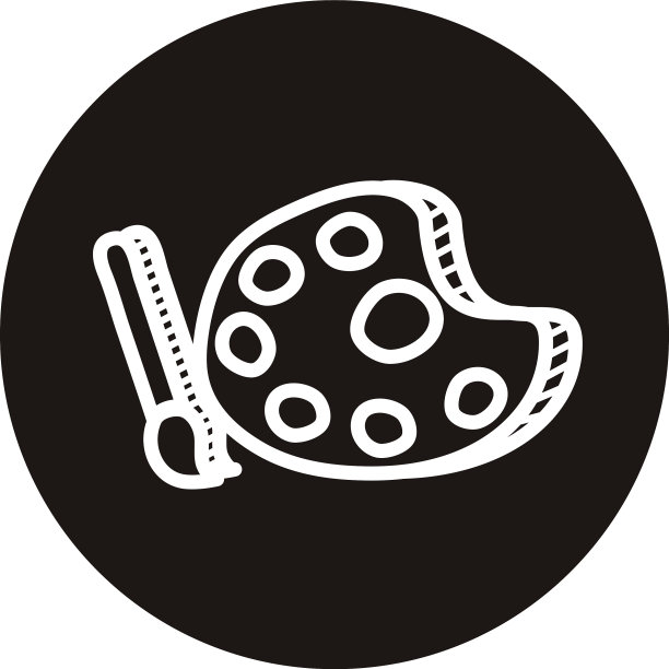 油漆调色板和画笔涂鸦块风格图标图片下载