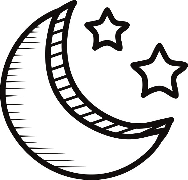 月亮和星星涂鸦线稿图标图片下载
