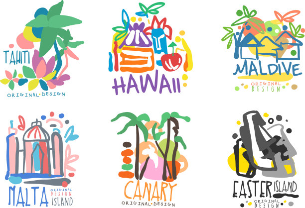 热带异国岛屿标志设计塔希提岛图片下载