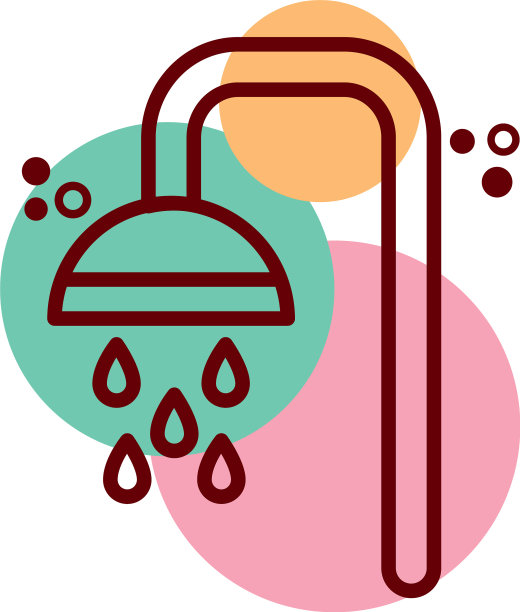 淋浴浴缸龙头线条和颜色样式图标图片下载