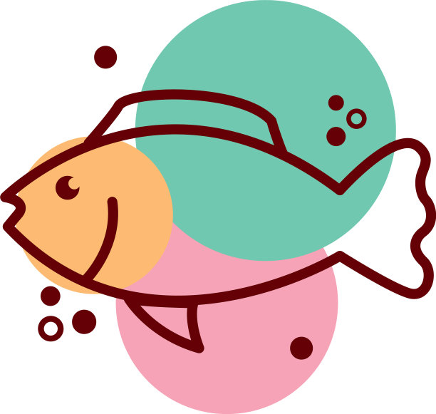 鱼海动物线条和颜色风格图标图片下载