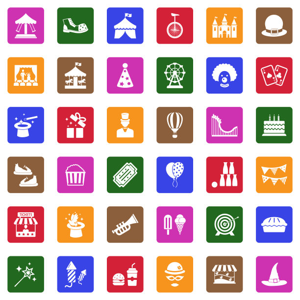 游乐园图标。广场上的白色平面设计。矢量插图。图片下载