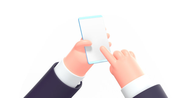 3d渲染卡通业务手与手机相适应图片下载