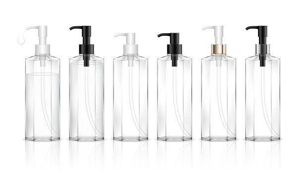 化妆品透明瓶与分配器泵图片下载