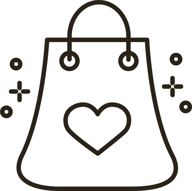 购物袋纸用爱心线条造型图片下载